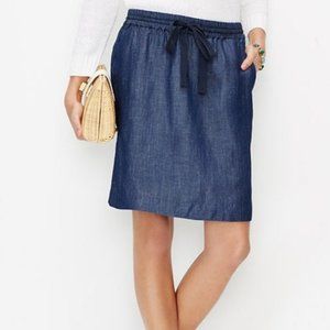 Ann Taylor LARGE Chambray Drawstring Skirt $60